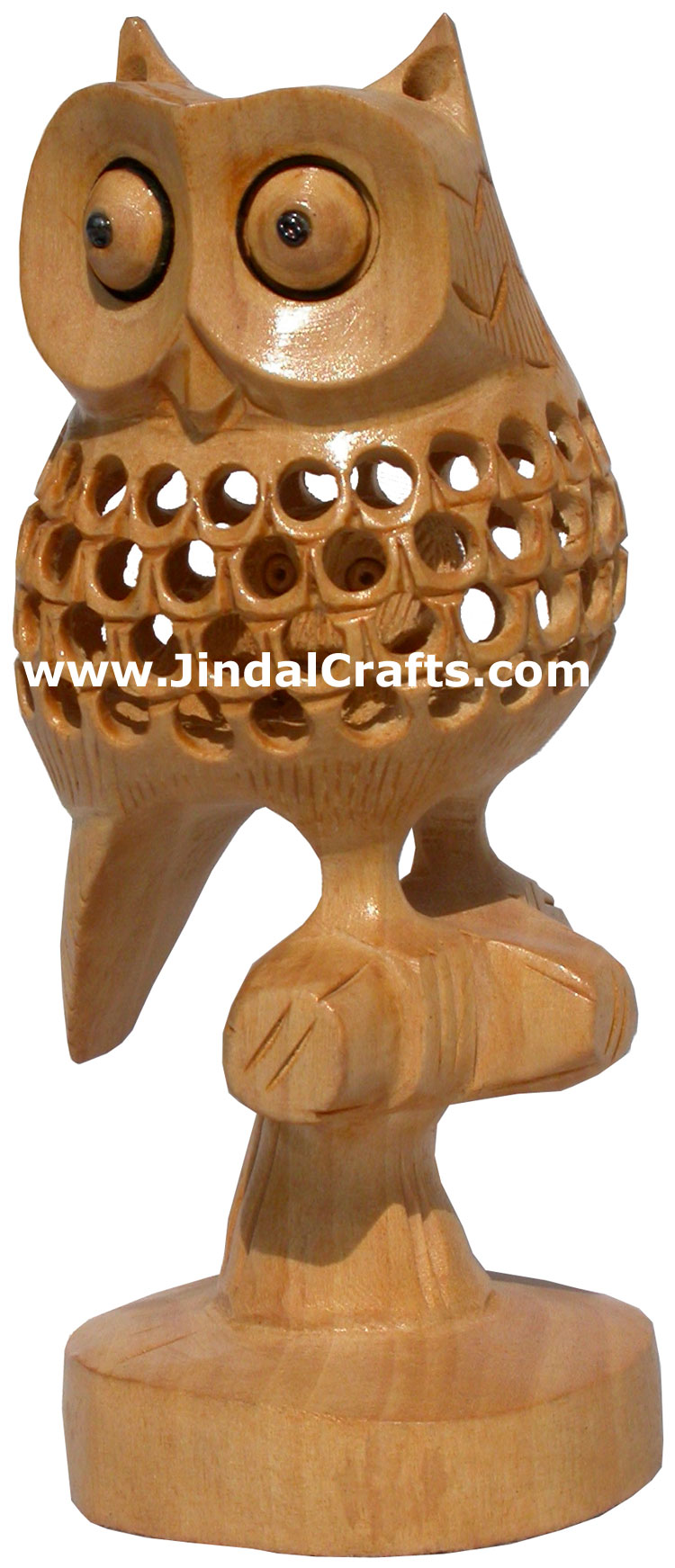Hand Carved Wooden Lucky Owl India Artifact Decoration Figurine Sculpture Idols