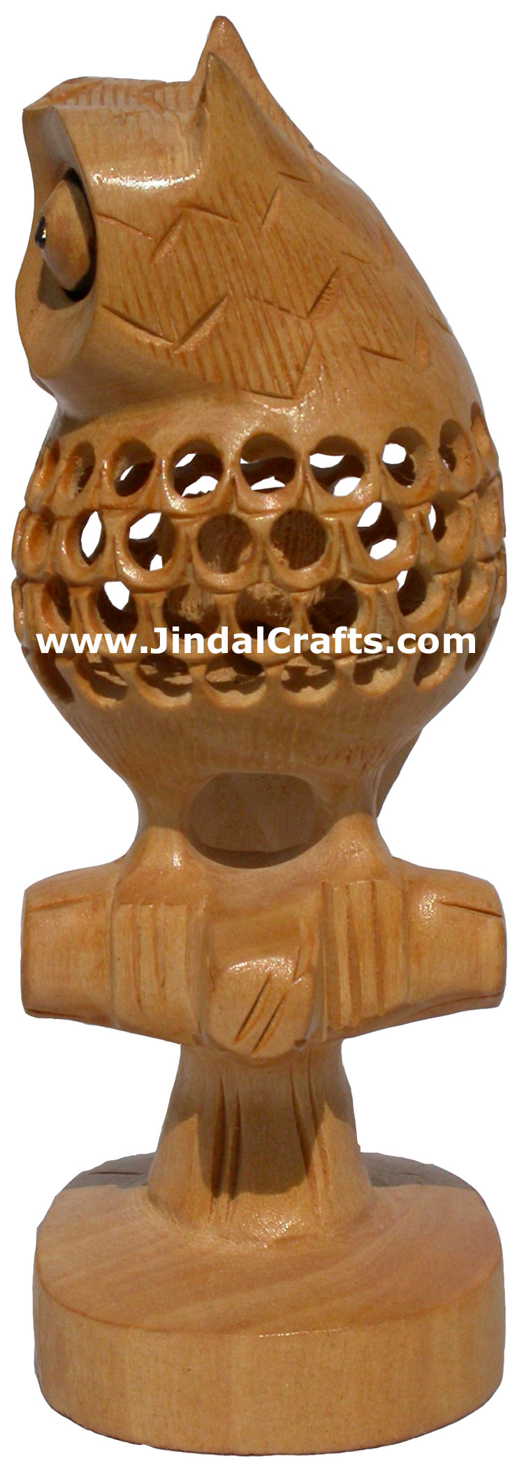Hand Carved Wooden Lucky Owl India Artifact Decoration Figurine Sculpture Idols