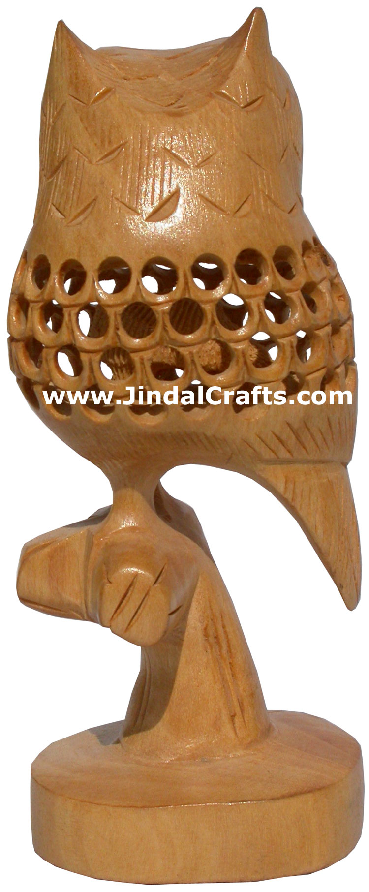 Hand Carved Wooden Lucky Owl India Artifact Decoration Figurine Sculpture Idols