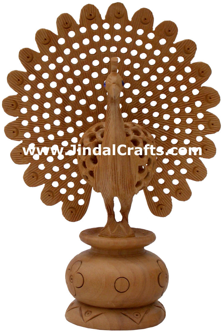 Wooden Peacock - Hand Carved Indian Carving Art