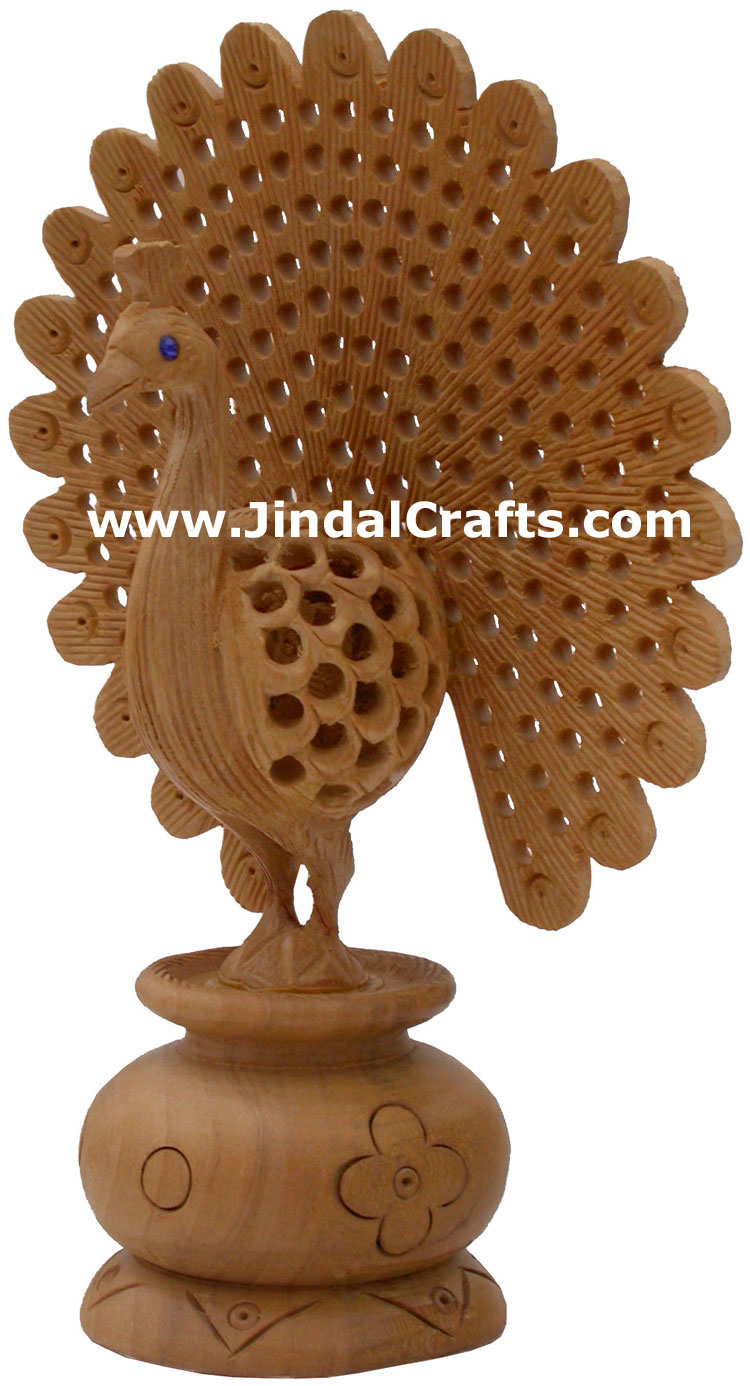 Wooden Peacock - Hand Carved Indian Carving Art