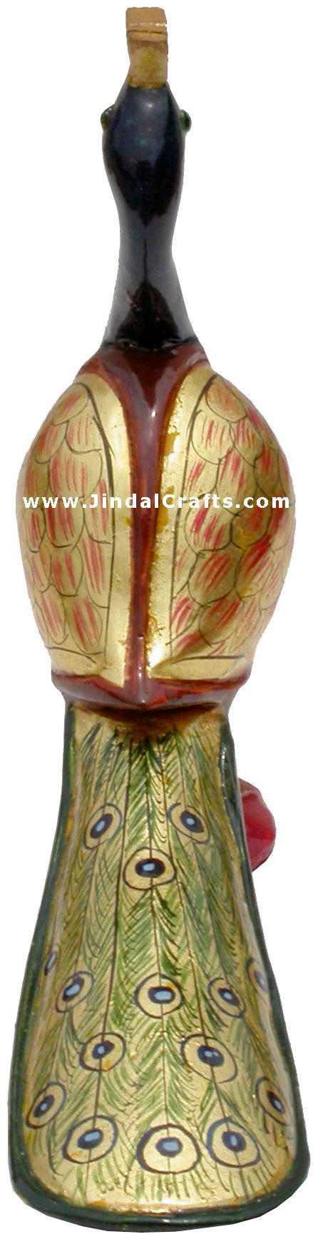 Set of 4 Peacocks - Gold Painted by hand, Wooden Carved