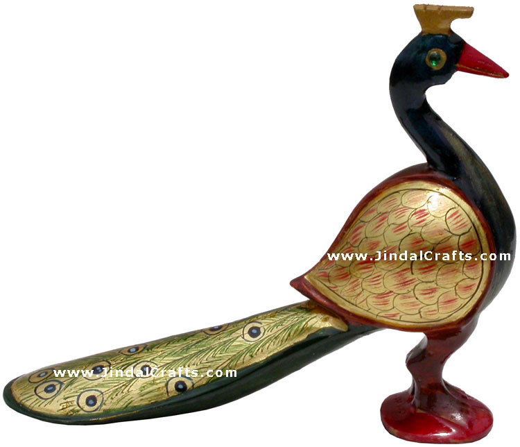 Set of 4 Peacocks - Gold Painted by hand, Wooden Carved