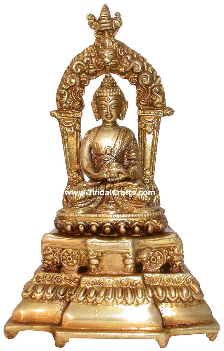 Brass Buddhist Sculpture India Carving Art