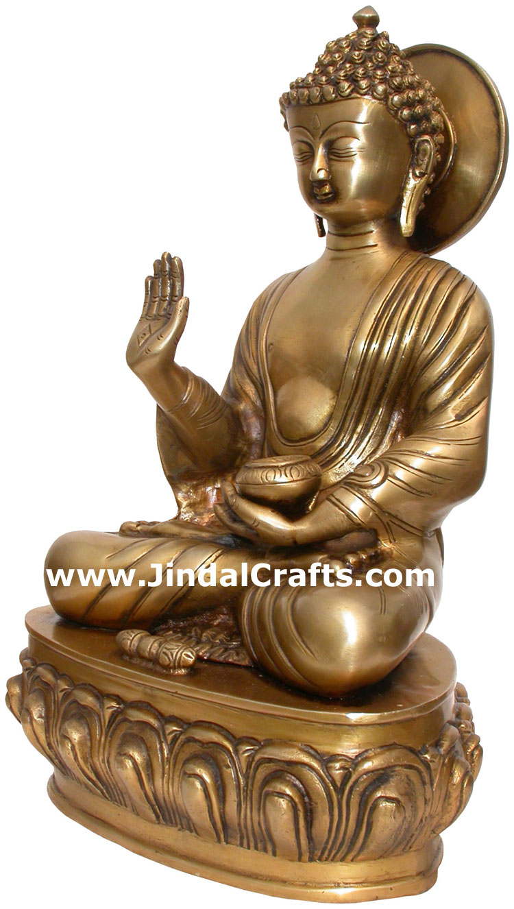 Brass Buddhist Sculpture India Carving Art