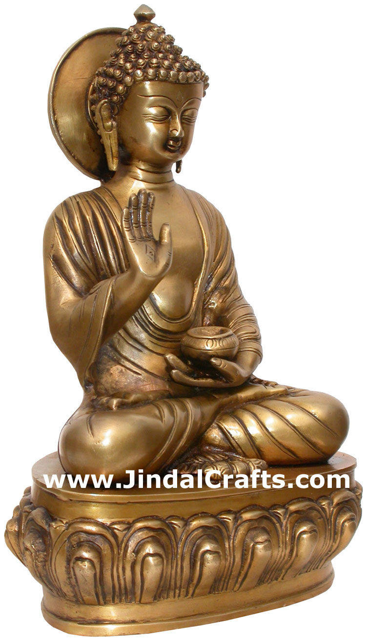 Brass Buddhist Sculpture India Carving Art