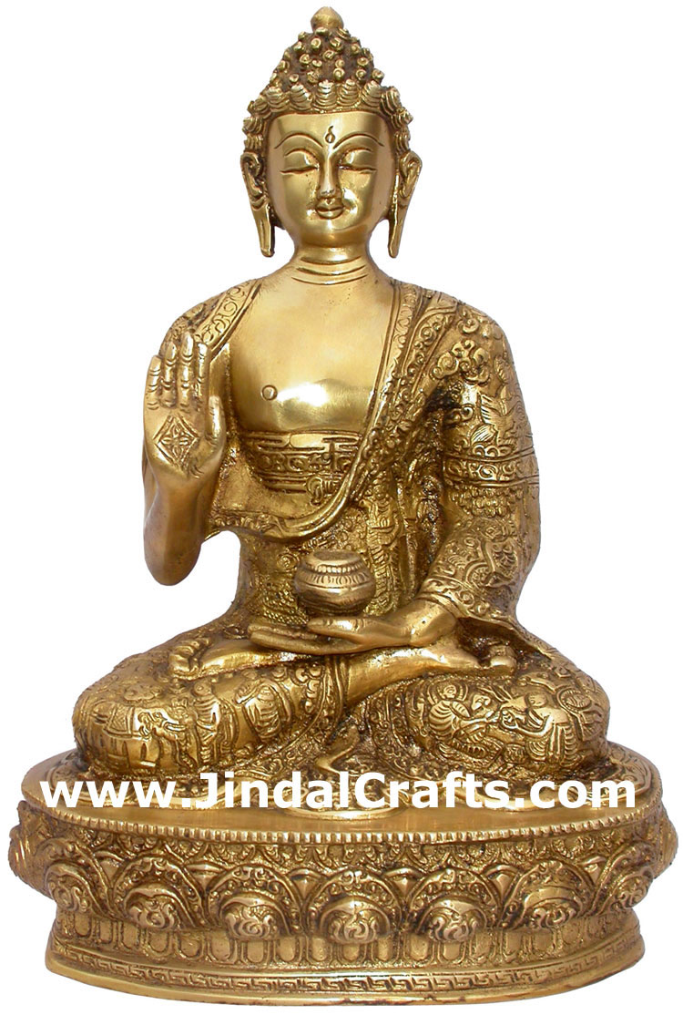 Brass Buddhist Sculpture India Carving Art