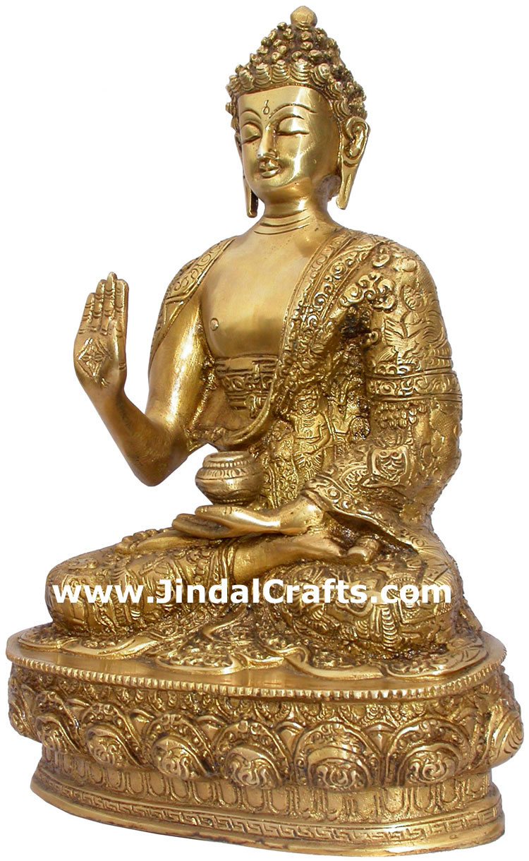 Brass Buddhist Sculpture India Carving Art