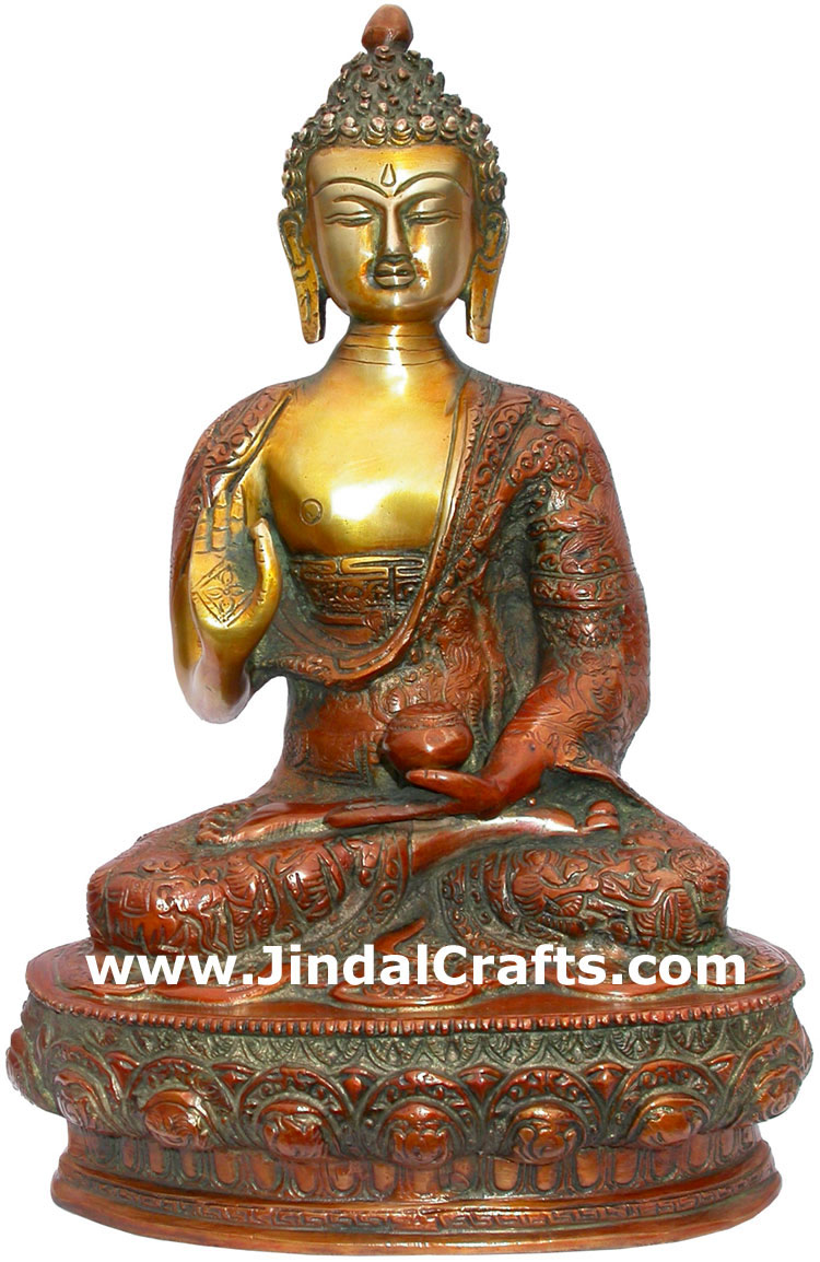 Brass Buddhist Sculpture India Carving Art
