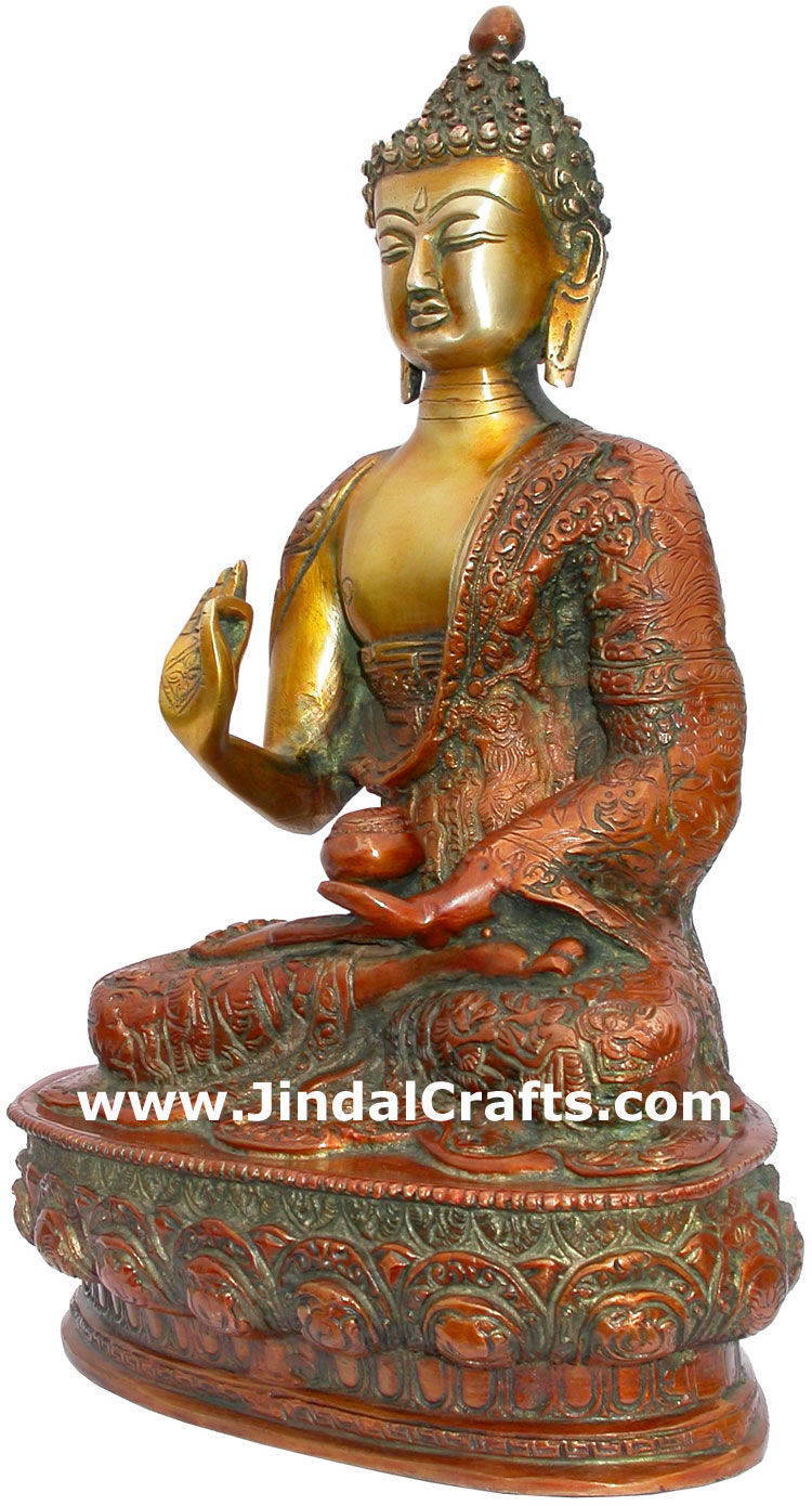 Brass Buddhist Sculpture India Carving Art