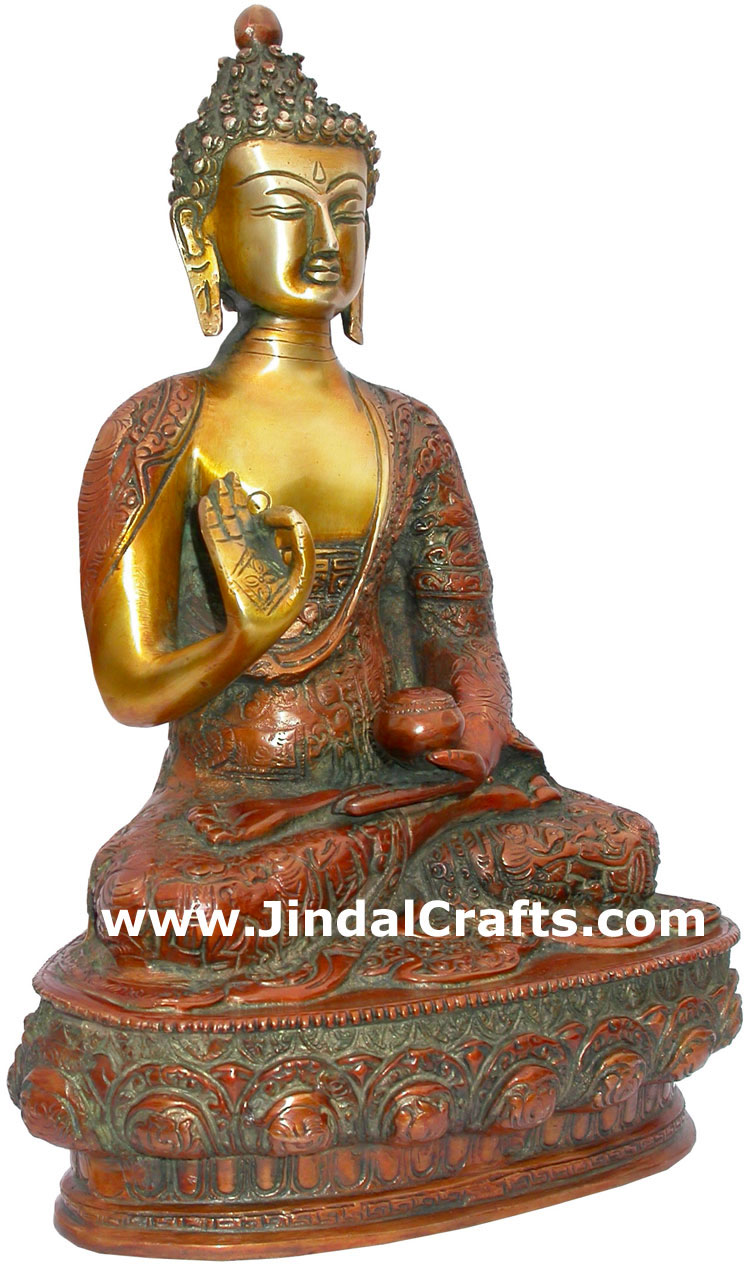 Brass Buddhist Sculpture India Carving Art