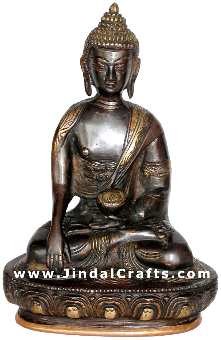 Antique Buddha Statue Handmade Buddhism Artifact India