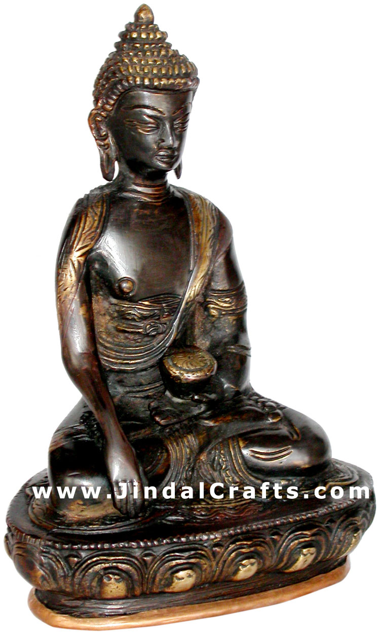 Antique Buddha Statue Handmade Buddhism Artifact India