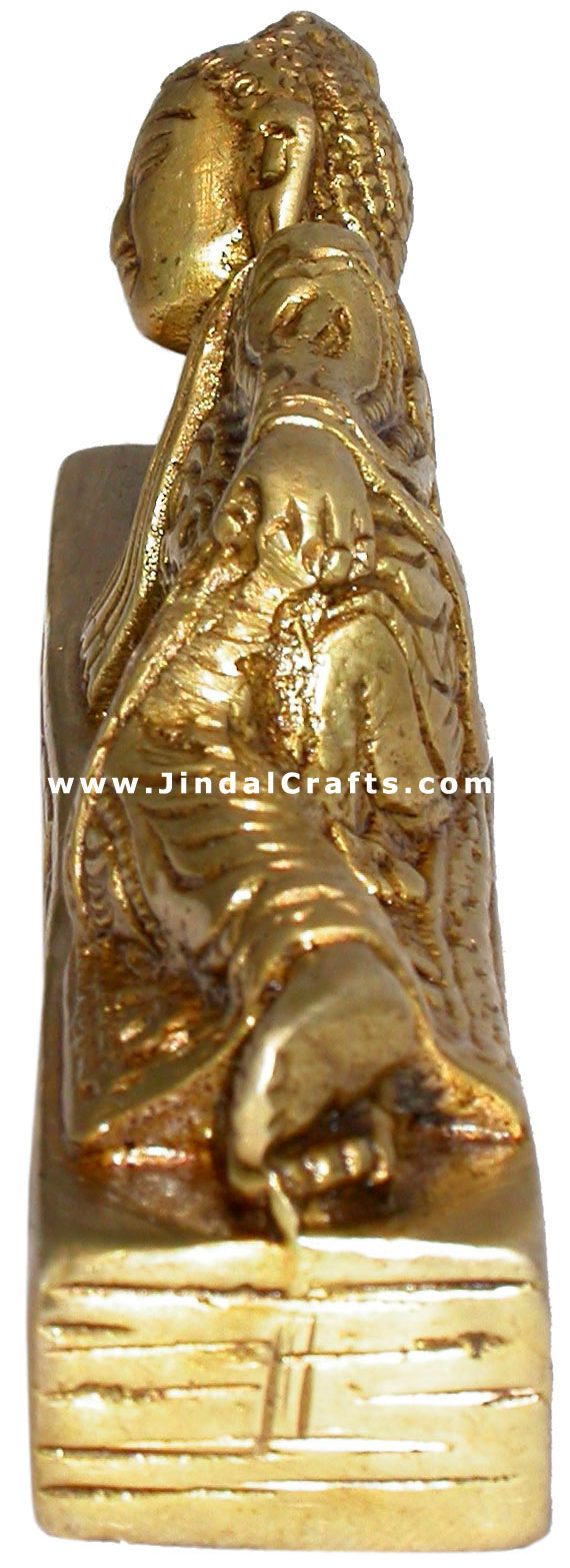 Brass Made Reclining Buddha Buddhism Decorative Art