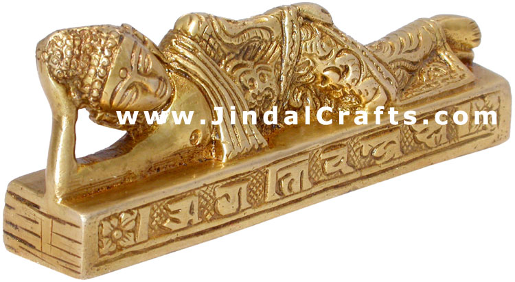 Brass Made Reclining Buddha Buddhism Decorative Art