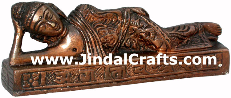 Brass Made Reclining Buddha Buddhism Decorative Art