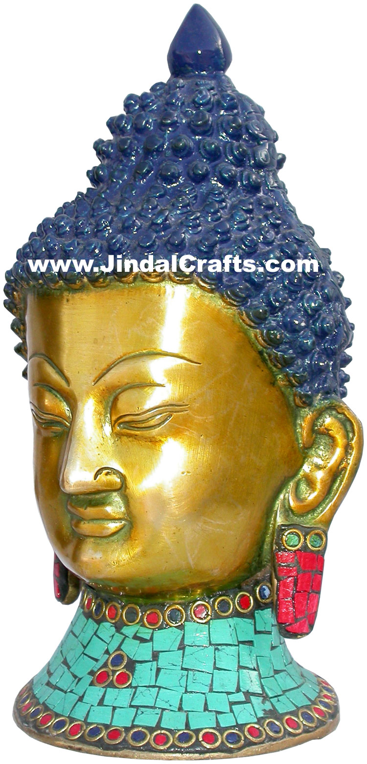 Handmade Brass Statue of Buddha Head India Brassware Handicrafts Arts Craft Idol