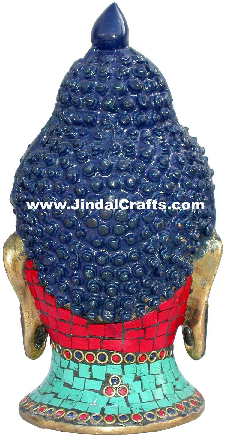 Handmade Brass Statue of Buddha Head India Brassware Handicrafts Arts Craft Idol