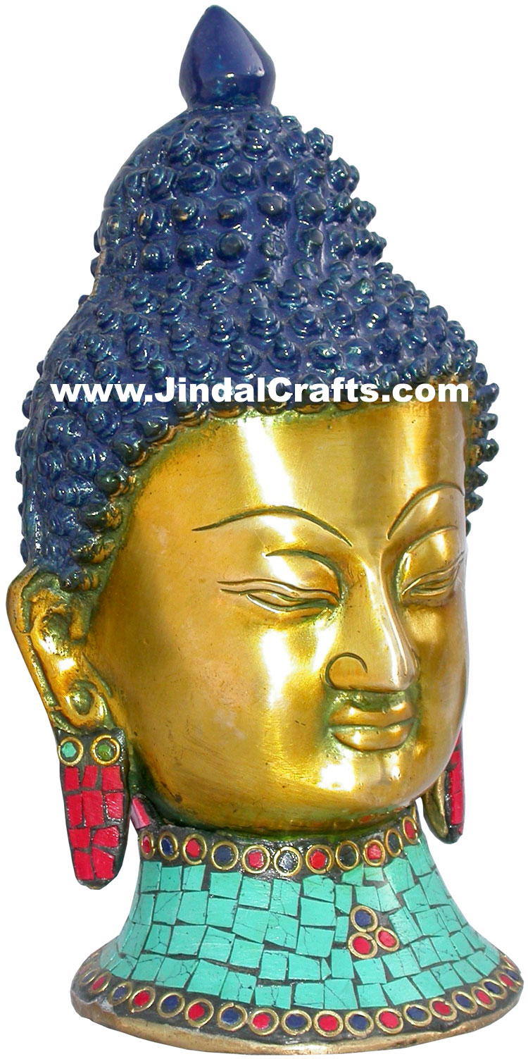 Handmade Brass Statue of Buddha Head India Brassware Handicrafts Arts Craft Idol