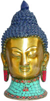 Handmade Brass Statue of Buddha Head India Brassware Handicrafts Arts Craft Idol