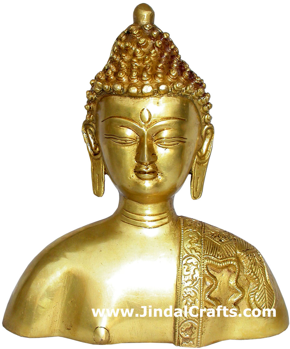 Buddha Bust - Hand Carved Indian Art Craft Handicraft Home Decor Brass Figurine