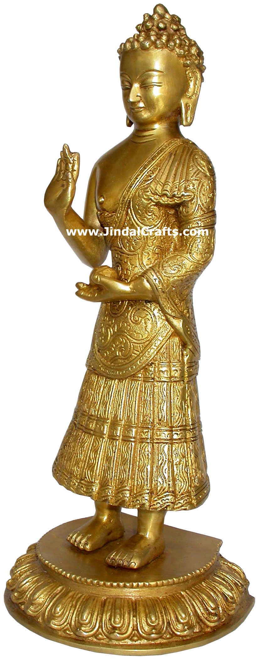 Buddha - Hand Carved Indian Art Craft Handicraft Home Decor Brass Figurine