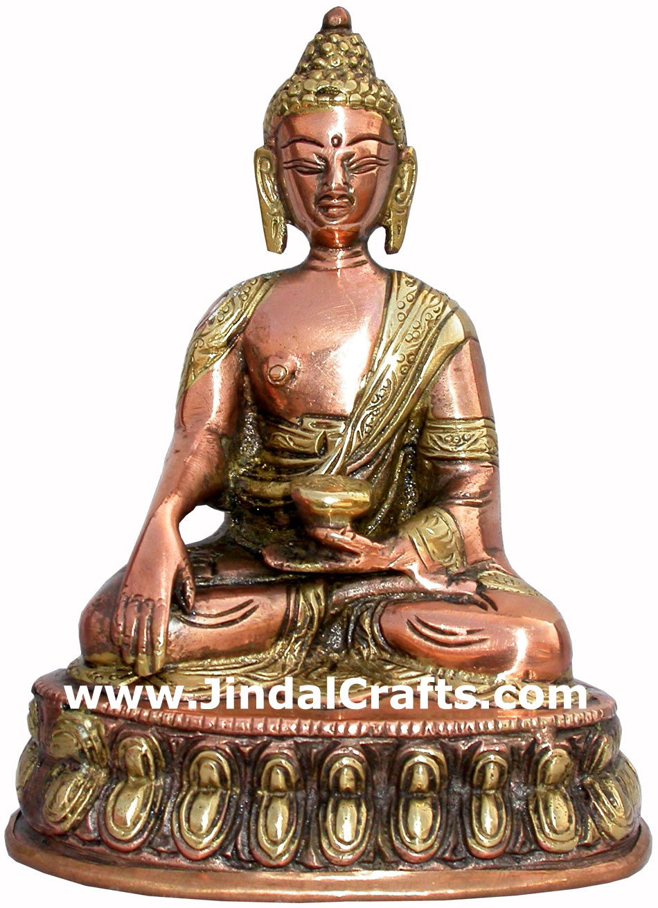Antique Buddha Hand Carved Indian Art Craft Handicraft Home Decor Brass Figurine