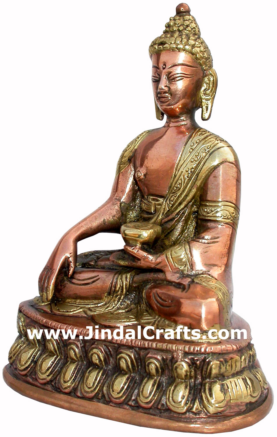 Antique Buddha Hand Carved Indian Art Craft Handicraft Home Decor Brass Figurine