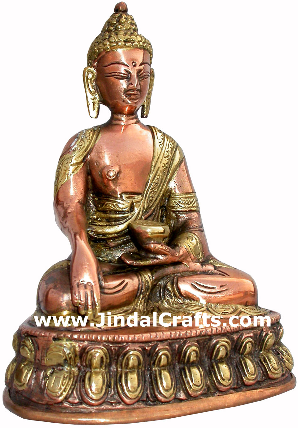 Antique Buddha Hand Carved Indian Art Craft Handicraft Home Decor Brass Figurine