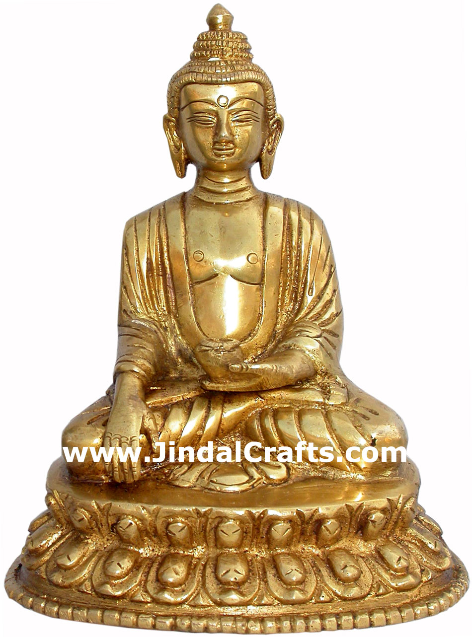 Buddha - Hand Carved Indian Art Craft Handicraft Home Decor Brass Figurine