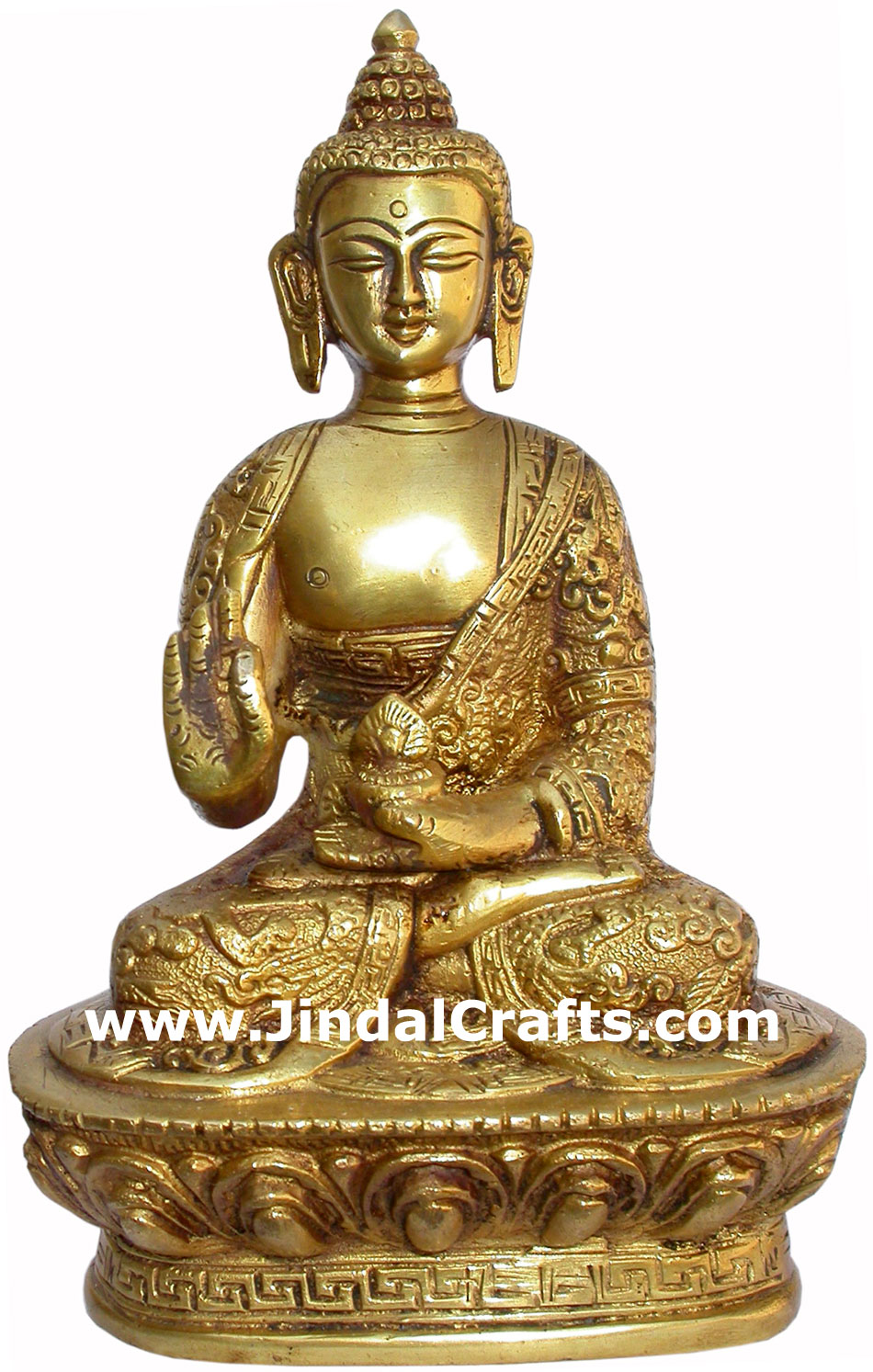 Set of 5 Buddha Figures in different postures Tibetan Brass Sculpture India Idol