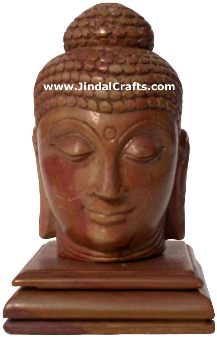 Lord Buddha Head Hand Carved Stone Buddhist Sculpture India Carving Idol Crafts
