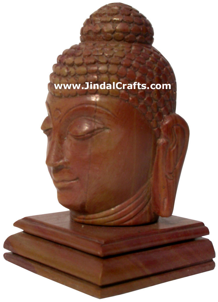 Lord Buddha Head Hand Carved Stone Buddhist Sculpture India Carving Idol Crafts