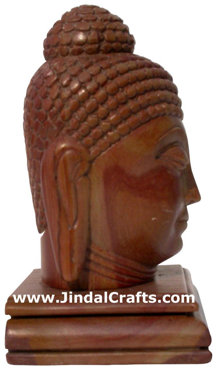 Lord Buddha Head Hand Carved Stone Buddhist Sculpture India Carving Idol Crafts