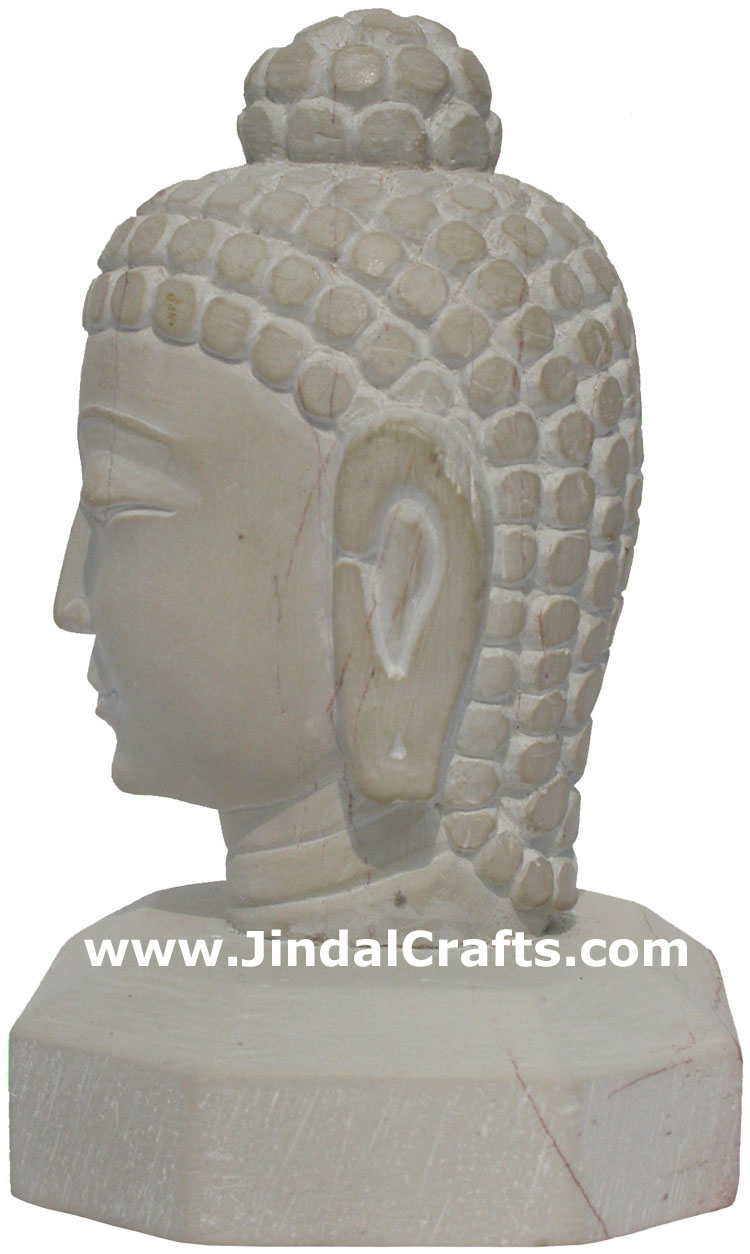 Hand Carved Stone Gautam Buddha Head India Tibetan Sculpture Statue Figurine Art