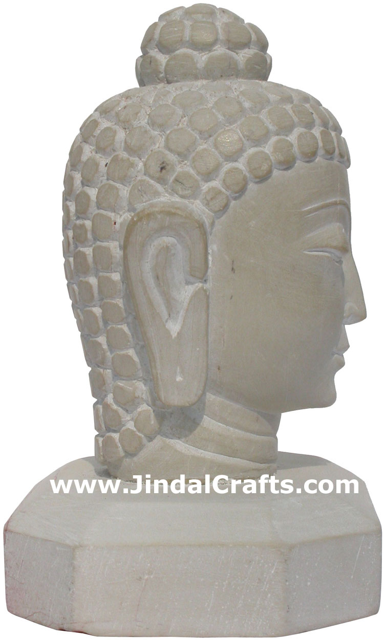 Hand Carved Stone Gautam Buddha Head India Tibetan Sculpture Statue Figurine Art