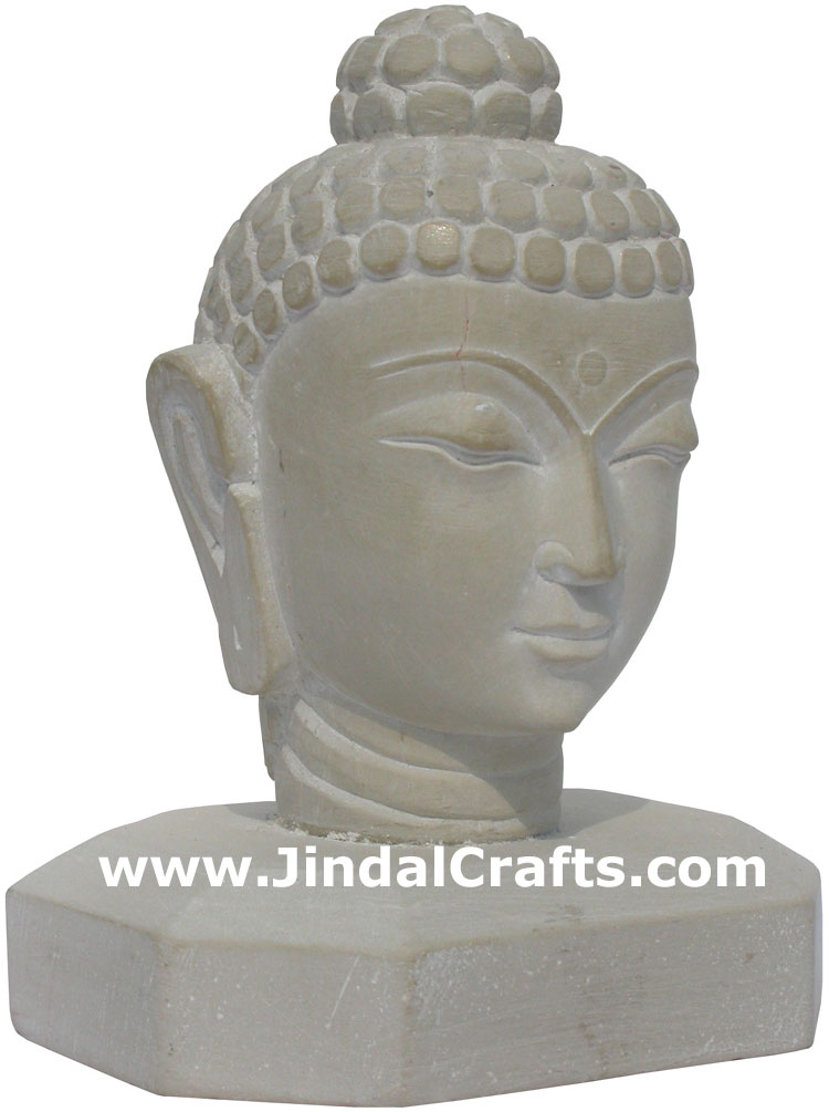 Hand Carved Stone Gautam Buddha Head India Tibetan Sculpture Statue Figurine Art