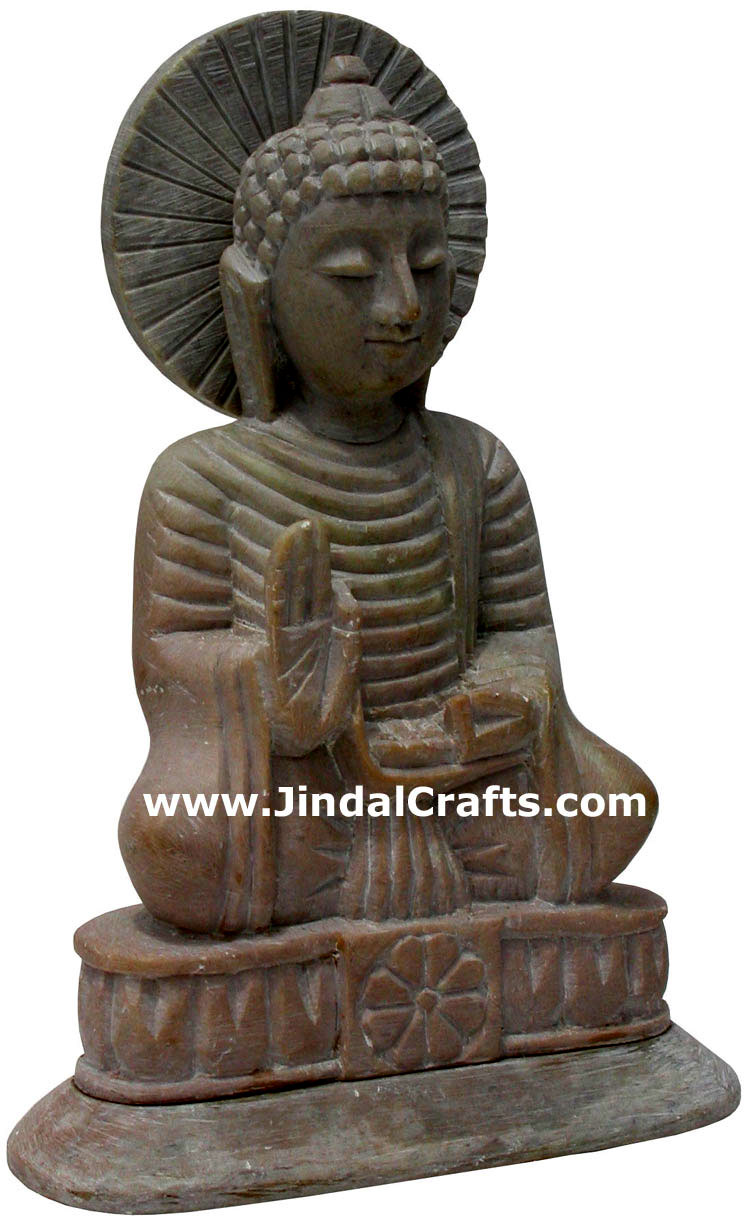 Lord Buddha Hand Carved Sculpture Stone Indian Artifact Statue Idols Handicrafts