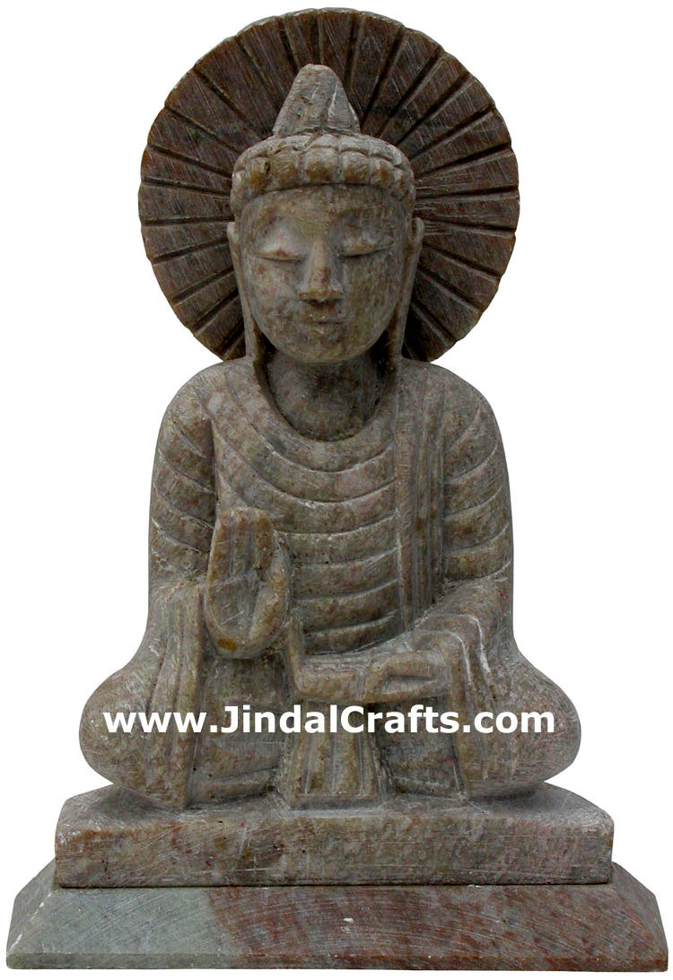 Lord Buddha Hand Carved Buddhisht Sculpture Stone Indian Artifacts Statues Idol