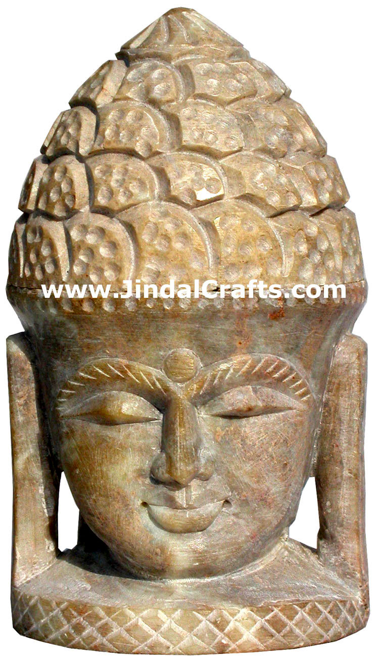 Lord Buddha Figure cum Utility Box Hand Carved Stone Statues Buddhist Handicraft