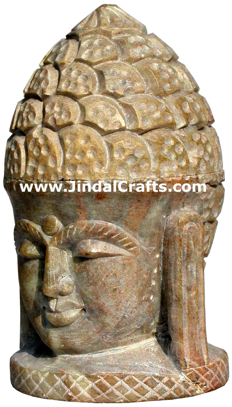 Lord Buddha Figure cum Utility Box Hand Carved Stone Statues Buddhist Handicraft