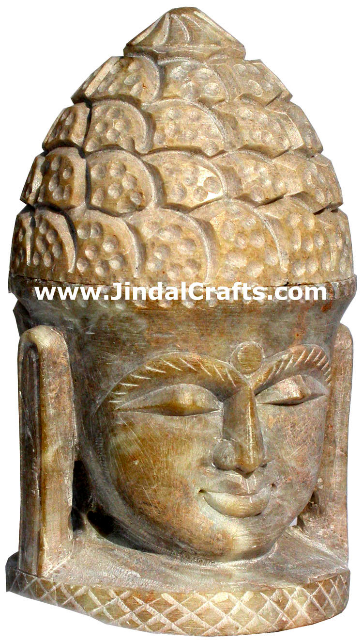 Lord Buddha Figure cum Utility Box Hand Carved Stone Statues Buddhist Handicraft