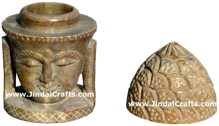 Lord Buddha Figure cum Utility Box Hand Carved Stone Statues Buddhist Handicraft