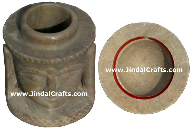 Lord Buddha Figure cum Utility Box Hand Carved Stone Statues Buddhist Handicraft