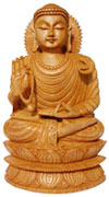 Wood Handmade Gautam Buddha Figurine India Carving Art