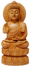 Handmade Buddha Statue Lotus Carvings Unique Indian Art Buddhism Sculpture Murti