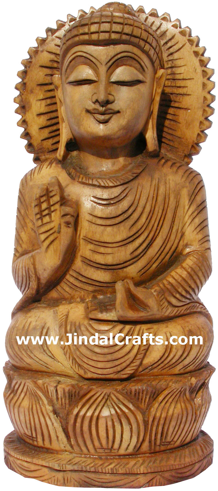 Handmade Antique Look Gautam Buddha Wood Figurine India Hand Carved Buddhism Art