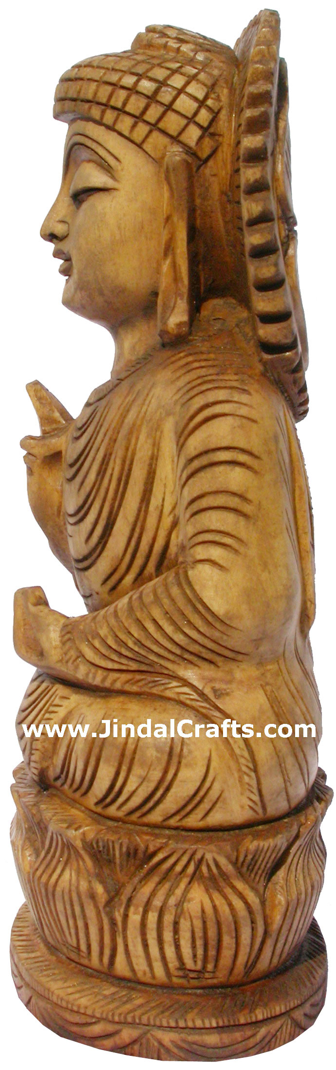 Handmade Antique Look Gautam Buddha Wood Figurine India Hand Carved Buddhism Art