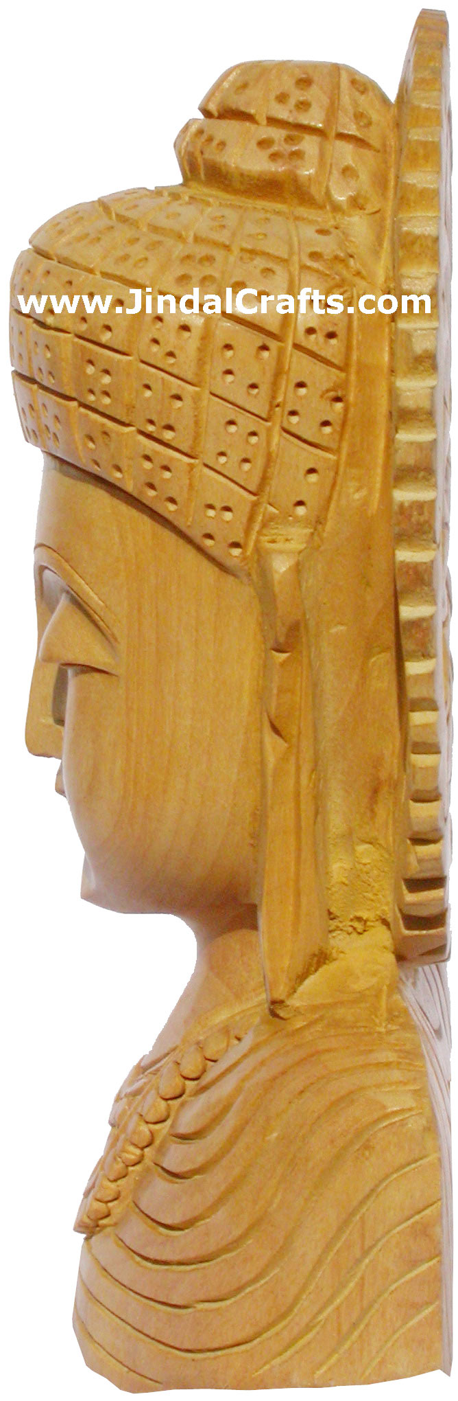 Wood Sculpture Handmade Buddha Bust Statuette India Art Handicrafts Buddhism Art