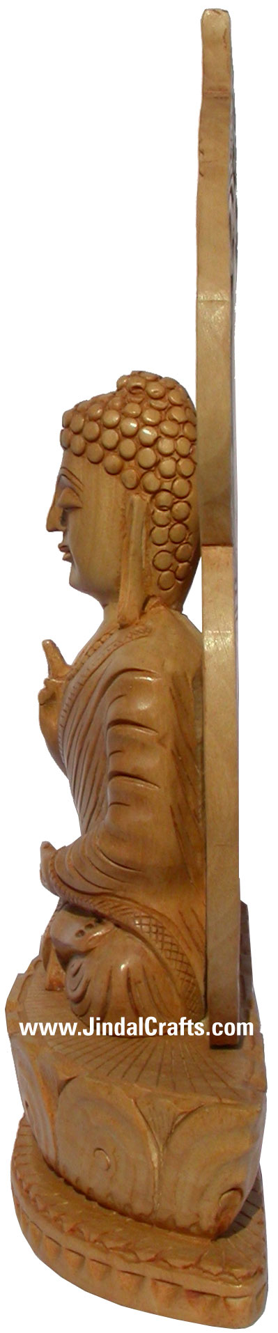 Handmade Wooden Carved Buddha Statue Indian Carving Art